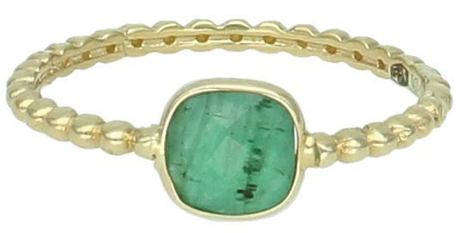 Pierścionek złoty szmaragd pr 585, D9PAA146235 SZ Piękny pierścionek marki Dall’Acqua wykonany z wysokiej jakości złota próby 585. Ponadczasowy wzór inspirowany ikonami sztuki jubilerskiej1.jpg